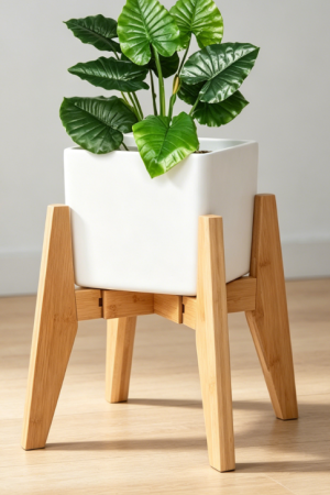 Extendable Bamboo Plant Stand with Angled Legs
